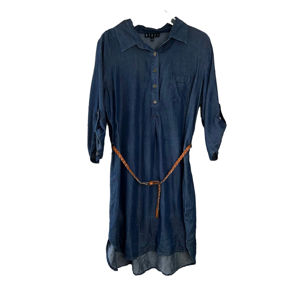 NWT Bluet Chambray Tab Sleeve Belted Casual Work Shirt Dress size 12